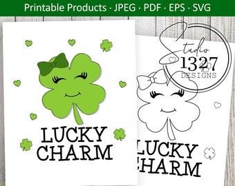 Lucky Charm SVG / St Patrick's Day Printable / Lucky Charm Printable / Cute Shamrock SVG / Cute Clover SVG