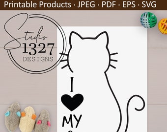 Cat Lover Printable Art: Cat Silhouette SVG (Digital Download)