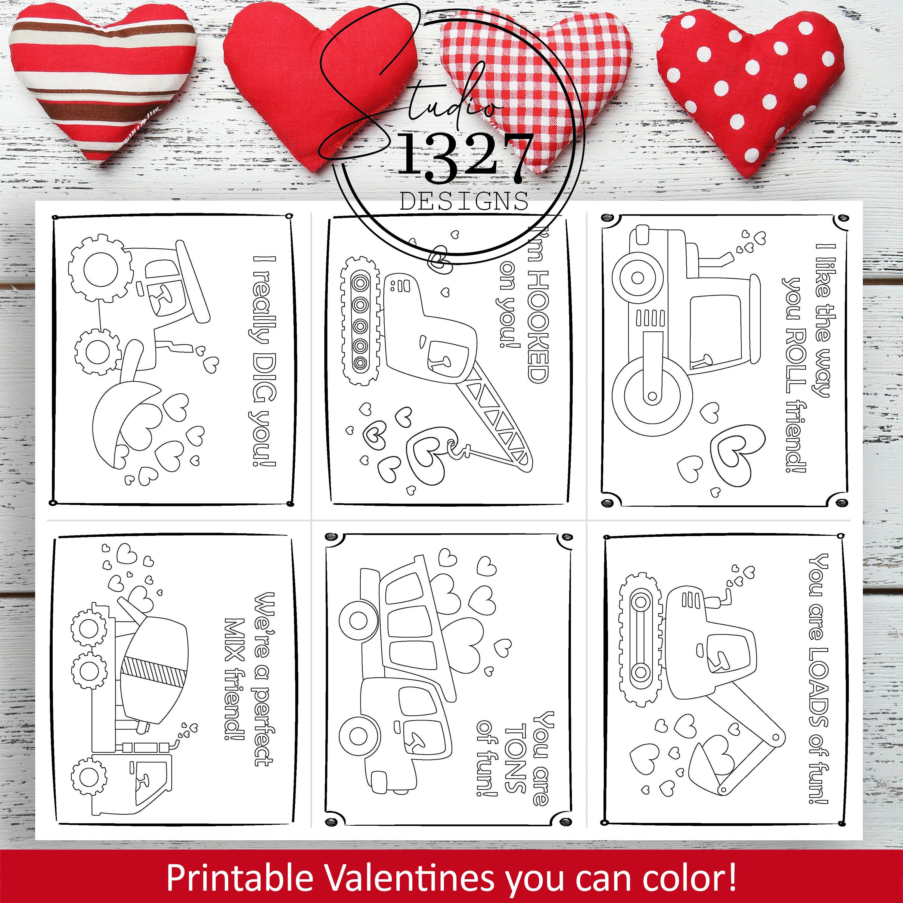 Construction Valentine Set / Printable Valentines / Kids Printable ...