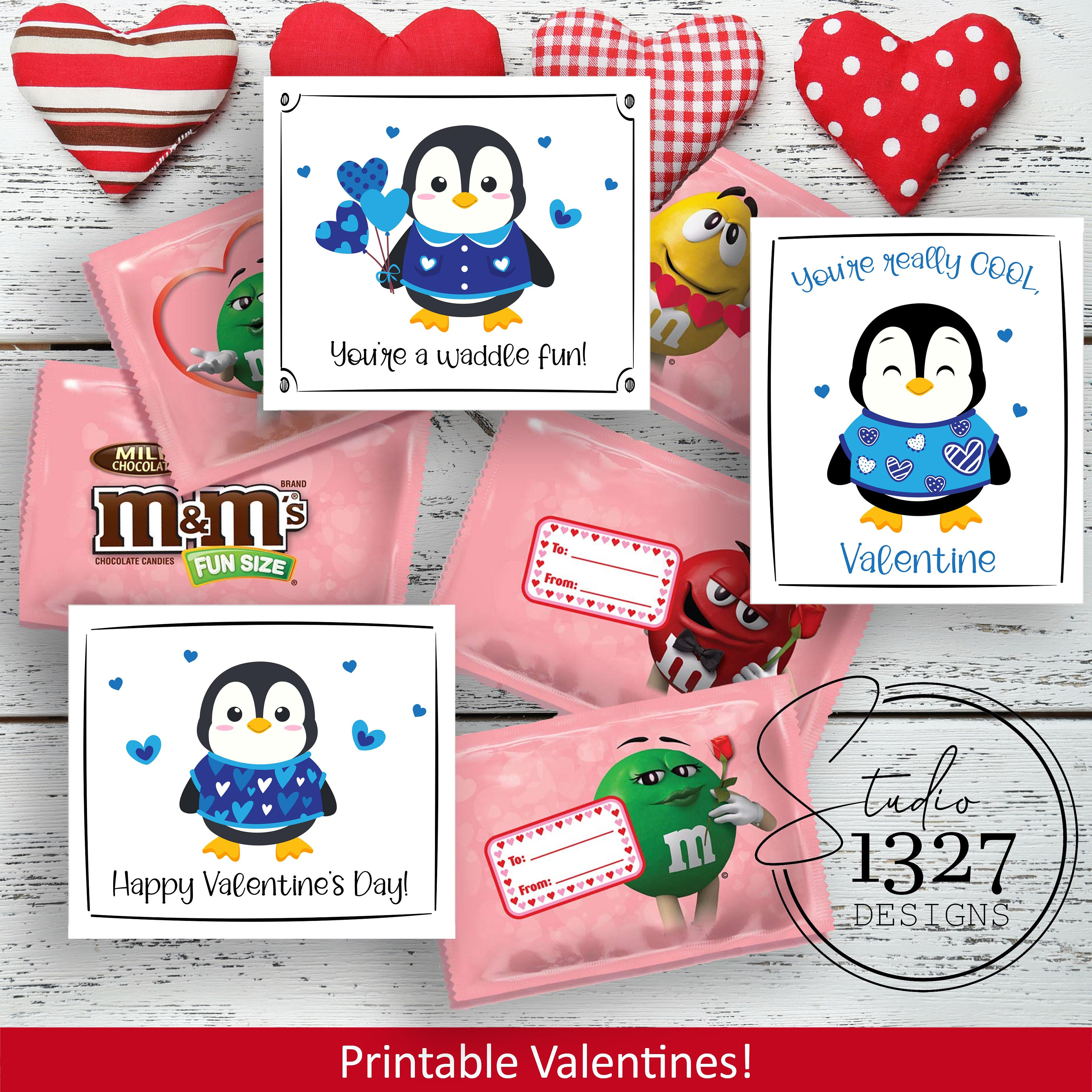 Penguin Valentine Set / Printable Valentines / Kids Printable ...