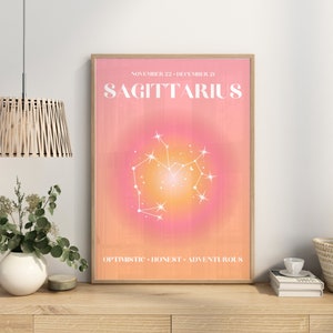 SAGITTARIUS Aura Poster, Sagittarius Star Sign Instant Download, Zodiac Art Printable, Aura Gradient Poster, Spiritual Star Sign Decor