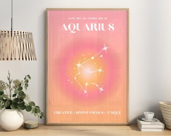 AQUARIUS Aura Poster Print,  Gift For AQUARIUS, Astrology Aries Poster, Zodiac Poster Print, Spiritual Wall Art