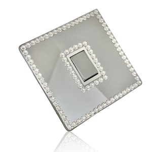 Diamond Light Switch Cover • Crystal Bedazzled Rhinestone • Sparkly Silver Chrome Mirror Decorative • Bling Home Decor • UK Single | Double