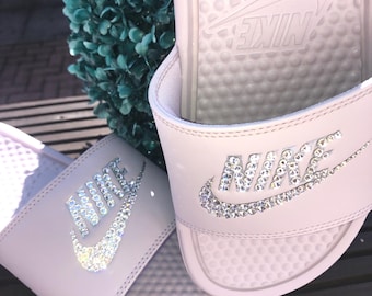 Sparkly Diamond Sliders Sandals Crystal Rhinestone Bling Bedazzled Bridal Wedding Prom Custom Victori Gift Women’s Girls Size 2.5-8.5