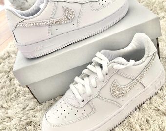 Zapatillas Air Force 1 brillantes con cristales y diamantes de imitación para niñas, personalizadas, regalo para bebés de 2 a 10 años