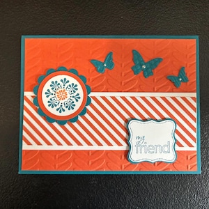 Tangerine & Peacock “My Friend” Greeting Card