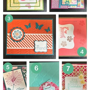Handgemaakte Stampin' Up-wenskaarten, assortiment: vriendschap