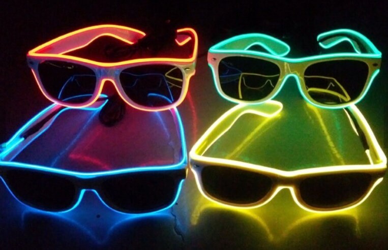 Obturador iluminado intermitente, gafas Rave de neón, gafas de sol