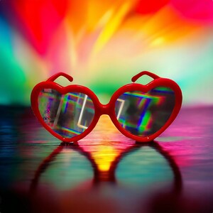 GOGORAVERS™ Original Ultimate RED Diffraction Glasses (Clear Lens) Retro 3D Rainbow Psychedelic Trip Rave Festival Effect EDM Kaleidoscope