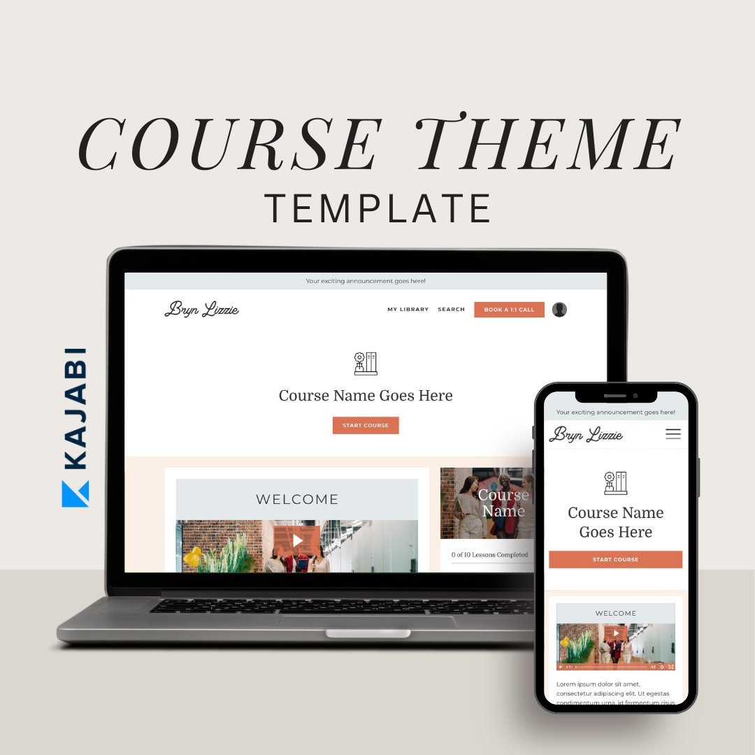 Kajabi Course Theme Template: Customizable Product Design - Etsy