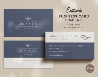 DIY Editable Business Card Template Canva Business Card Design Counseling Business Card Template Canva Business Card Template Coaching Canva