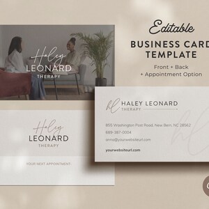 DIY Editable Business Card Template Canva Business Card Design Canva Therapy Business Card Template Coaching Canva Coach Business Cards image 1