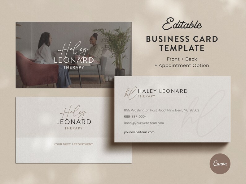 DIY Editable Business Card Template Canva Business Card Design Canva Therapy Business Card Template Coaching Canva Coach Business Cards image 1