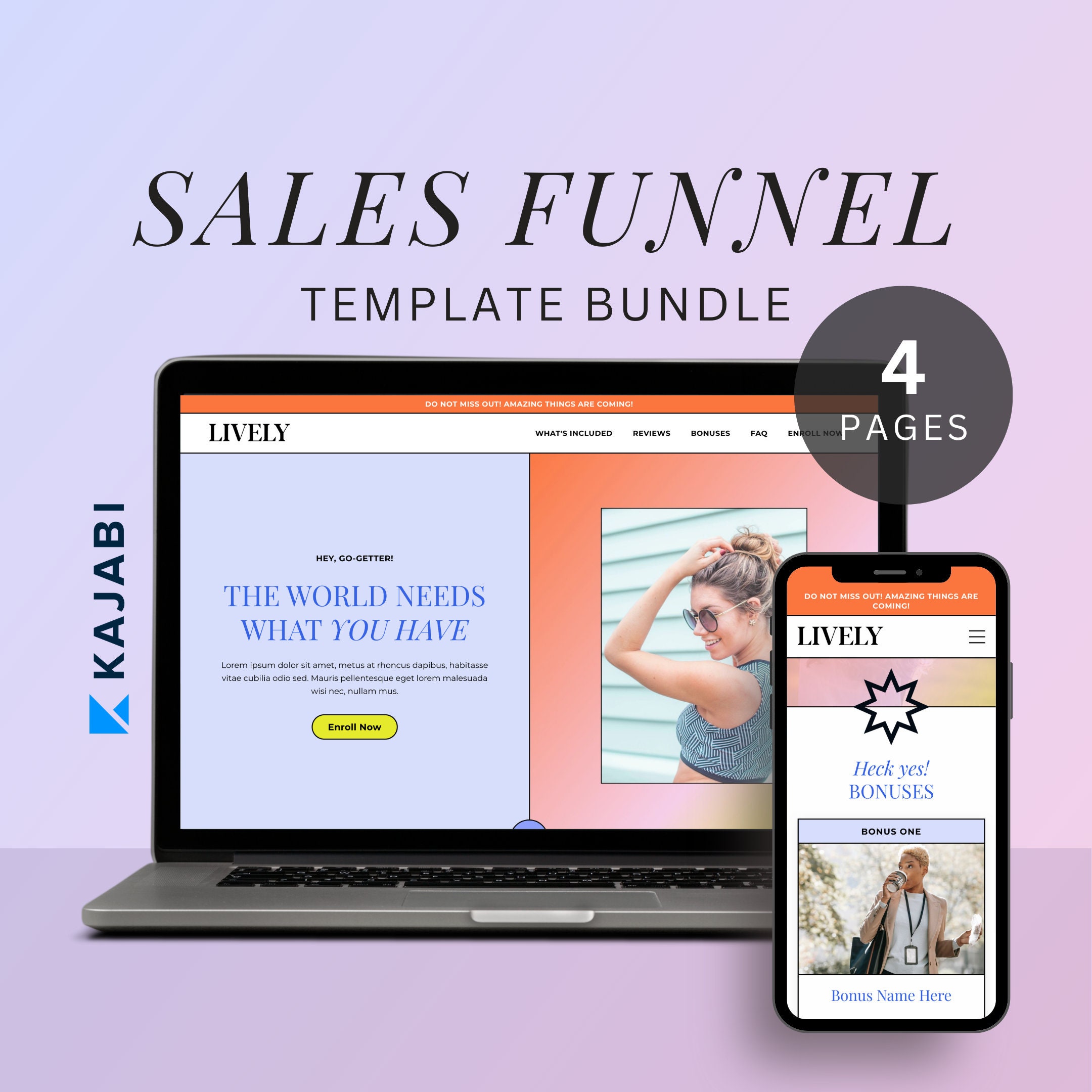 Kajabi Sales Funnel Template Bundle: Lively Landing Page