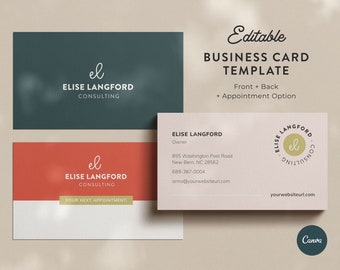 DIY Editable Business Card Template Coaching Business Card Design Canva Business Card Template Wellness Coach Business Cards Template Canva