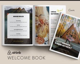 Airbnb Cabin Welcome Book Template Canva Outdoorsy Airbnb Welcome Binder Canva Airbnb Sign Template Canva Airbnb Welcome Binder Template