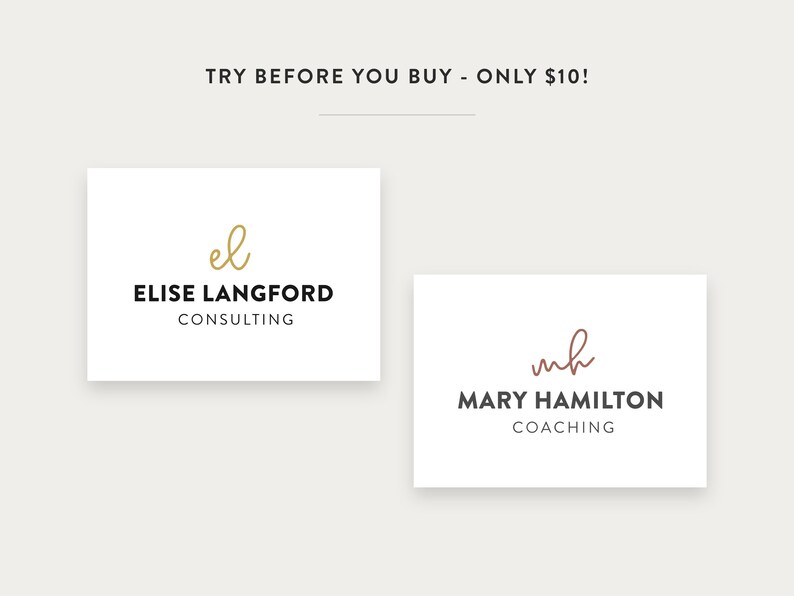 Try before you buy. See your name in this logo before committing to a logo or branding package purchase.