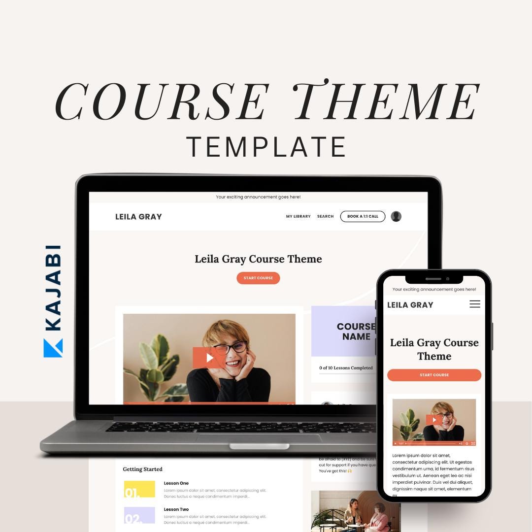 Kajabi Course Theme Template: Customizable Product Design - Etsy