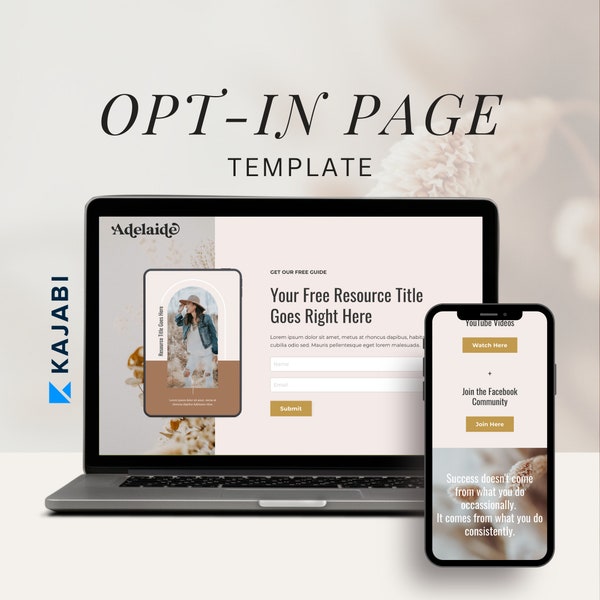 Kajabi Freebie Opt-In Page Kajabi Coaching Lead Magnet Signup Page Kajabi Newsletter Signup Page Template Kajabi Coach Webinar Registration