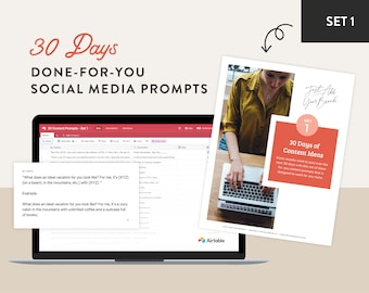 30 Days Social Media Prompts Done For You Content Prompts Social Media Captions Social Media Marketing Planner Social Media Content Calendar