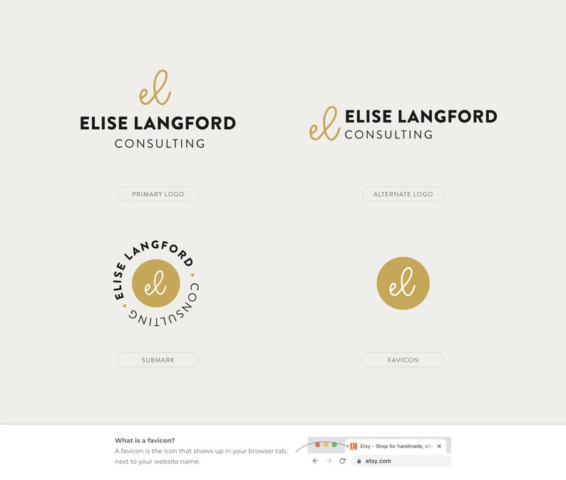 Primary logo, alternate logo, submark, and favicon, perfect for small businesses.