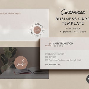 Customized Business Card Design Editable Business Card Template Canva Therapist Business Card Template Canva Business Cards Template Coach image 1