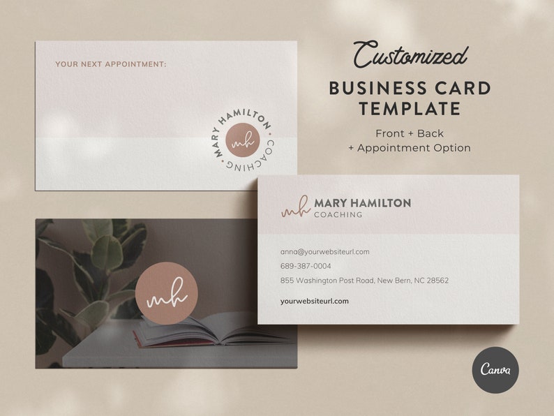 Customized Business Card Design Editable Business Card Template Canva Therapist Business Card Template Canva Business Cards Template Coach image 1