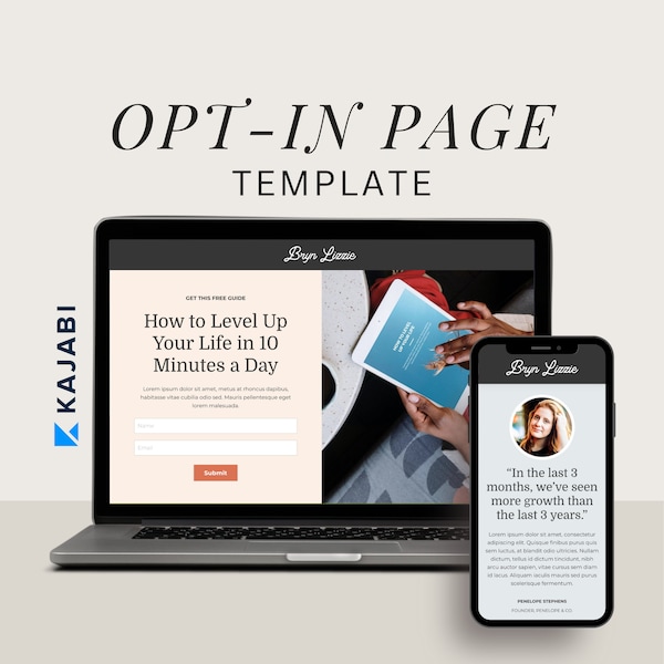 Kajabi Opt-In Page Template: Lead Magnet & Webinar Signup