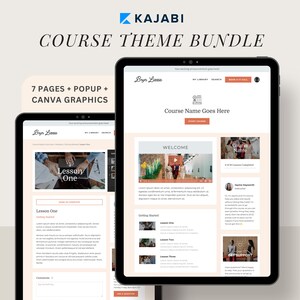 Plantilla de tema para cursos de Kajabi: Diseño personalizable con Canva Graphics
