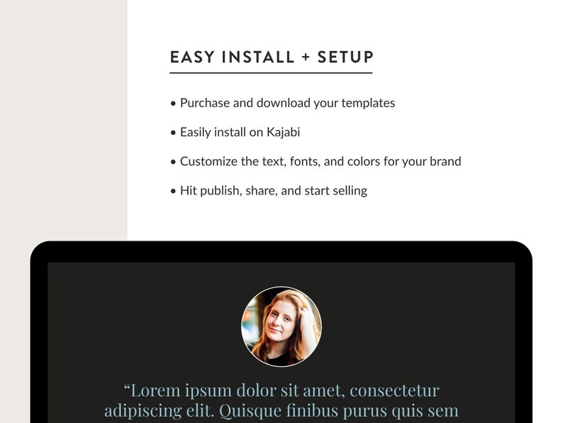 Kajabi waitlist page template for online course creators, online educators, coaches, consultants, digital product sellers, and more. Use for your freebie or lead magnet. Get the matching Kajabi sales page, Kajabi website template, and course theme.