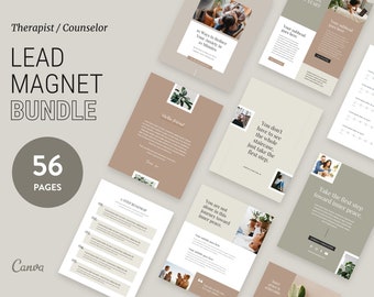 Counselor Ebook Template Bundle: Neutral Wellness Workbook (Canva Editable, Digital Download)