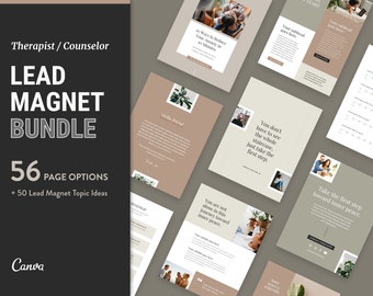 Therapist Lead Magnet Template Bundle: Neutral Counseling Workbook (Canva Editable Digital Download)