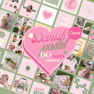 Danish Pastel Instagram Templates,Pink Olive Green Canva Design, social media ,Contain creator Instagram Feed,Branding kit for buisness