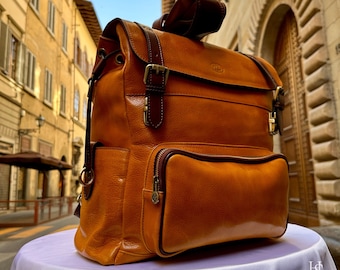 Italian Handmade Leather Backpacks for Unisex| Elevate Your Style with Exquisite Craftsmanship Made in Italy from Florence