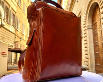 Exquisite Italian Leather Backpack for Unisex| Handcrafted in Florence| Elevate Your Style with This Chic Bag