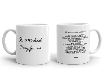 San Miguel Arcángel Protección Oración Taza De Regalo Católico Confirmación, RICA, Retiro