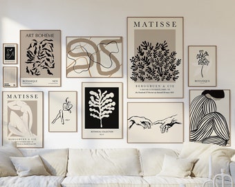 Modern Minimalist Gallery Wall Set, Matisse Wall Art, Neutral Wall Art Set, Neutral Gallery Wall Art Set, Neutral Prints Set