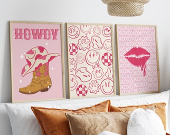 Set of 3 Preppy Prints, Pink Preppy Wall Art, Girly Wall Art, Preppy Dorm Decor, Printable Wall Art, Preppy Poster Set, Printable Poster