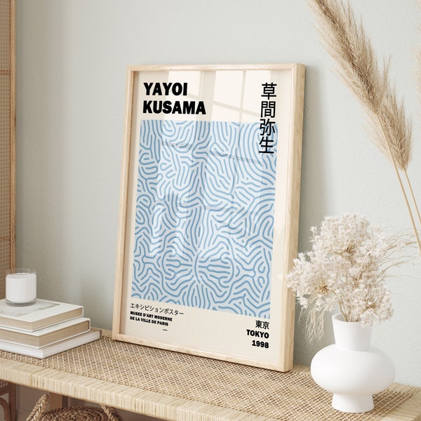 Blue Yayoi Kusama Print, Japanese Poster, Yayoi Kusama Poster, Japanese Wall Art, Yayoi Kusama Exhibition Print, Japanese Art Print