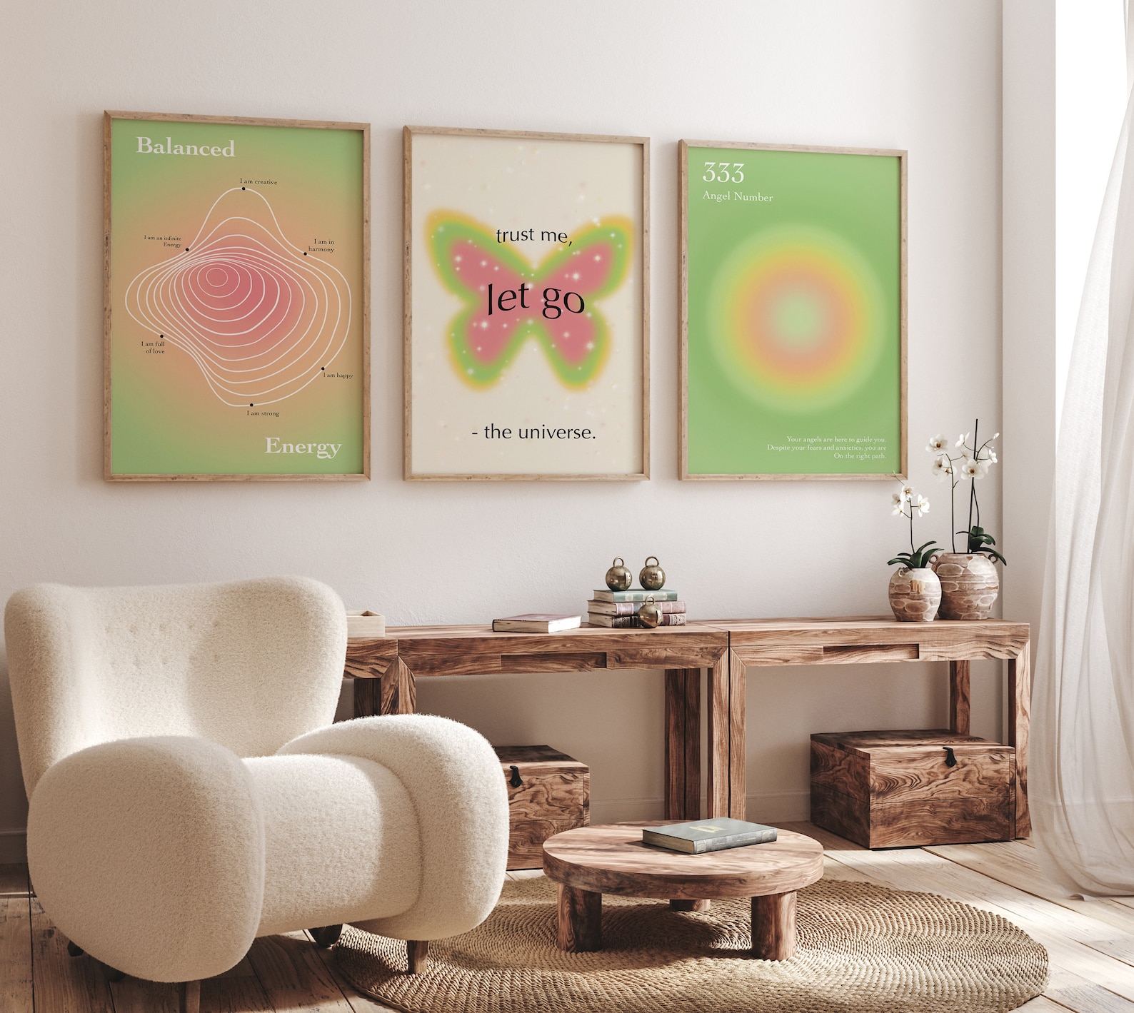 Girly Wall Art Set of 3 Trendy Wall Art Aura Poster Set Etsy