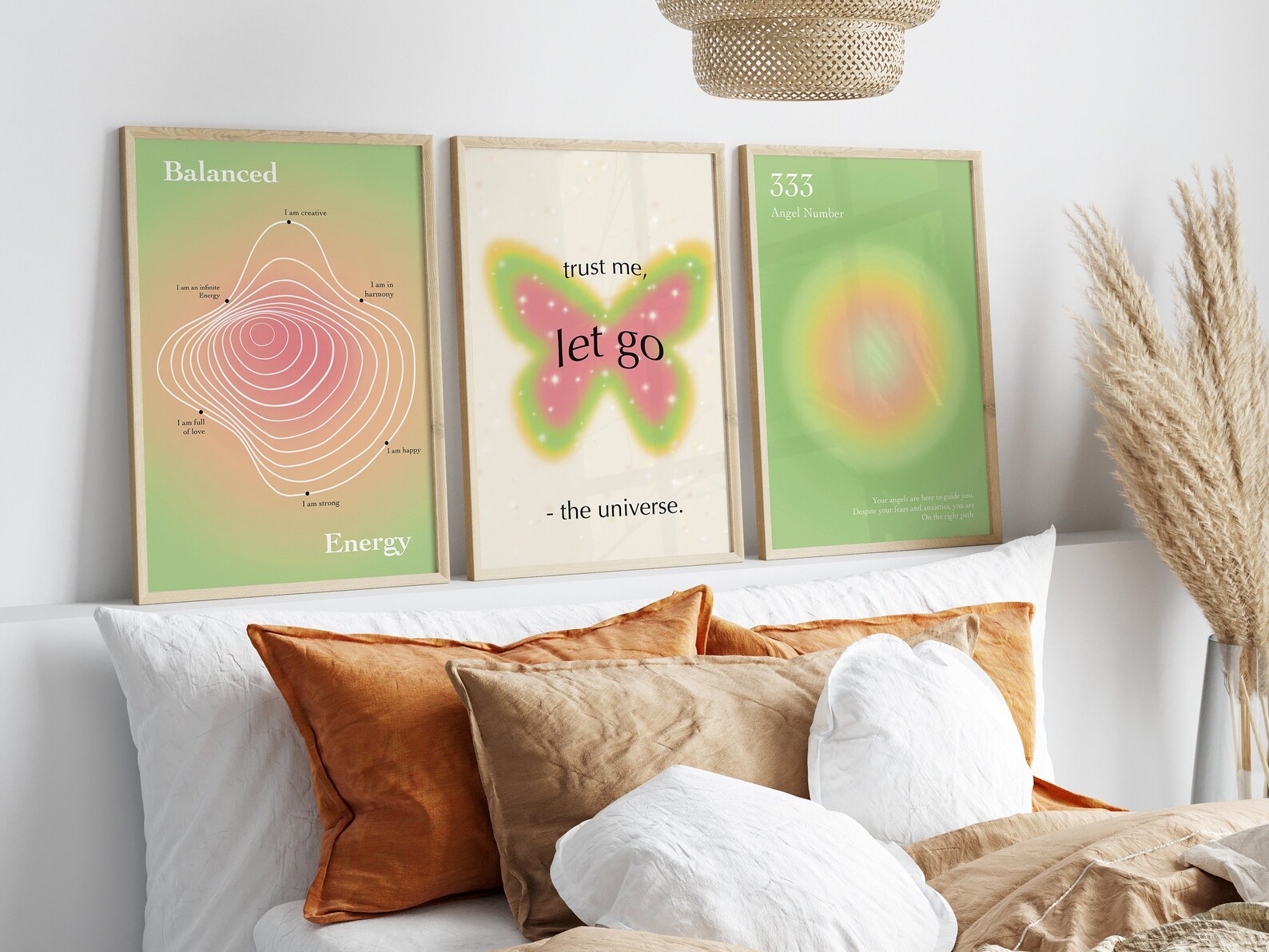 Girly Wall Art Set of 3 Trendy Wall Art Aura Poster Set Etsy