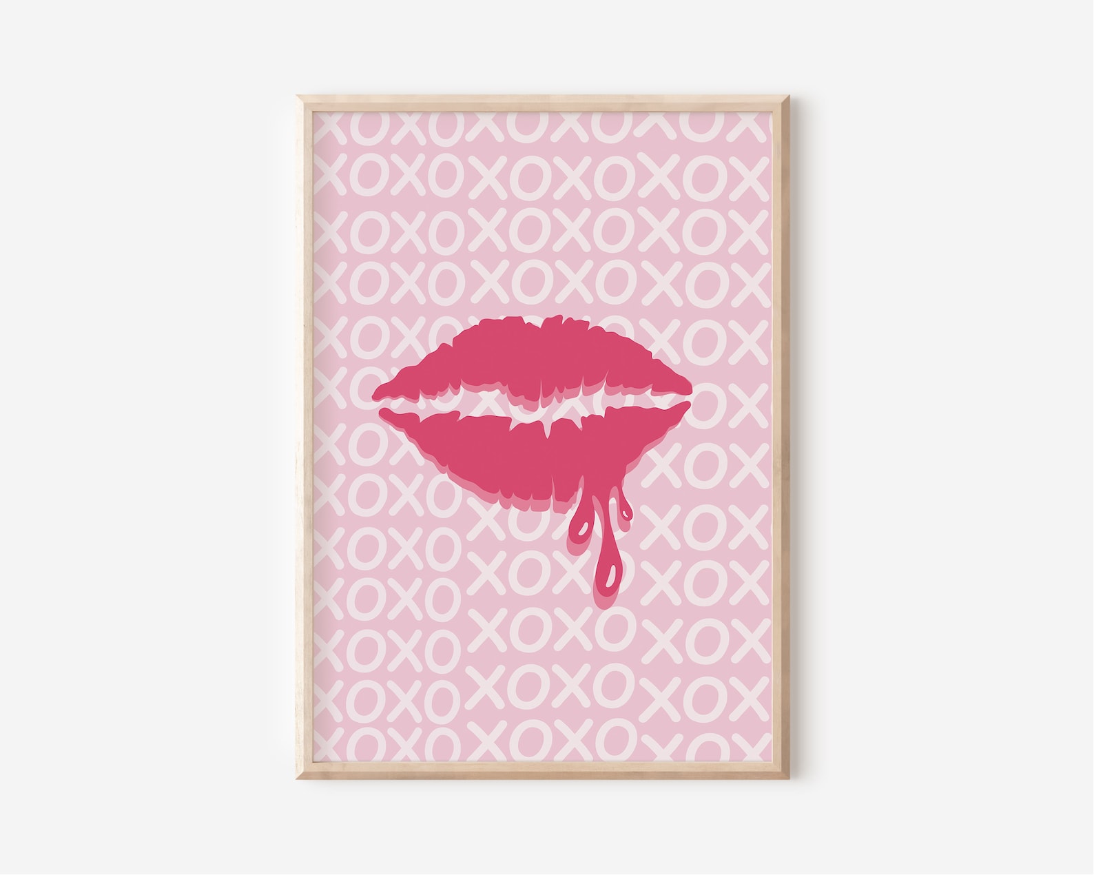 Pink Preppy Wall Art Set of 6 Preppy Room Decor Hot Pink Etsy