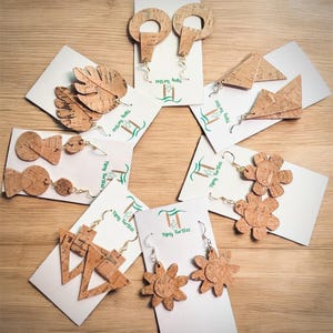 Lightweight Cork Earrings| Handcrafted Jewelry, Nickel Free, Unique Assorted Shapes