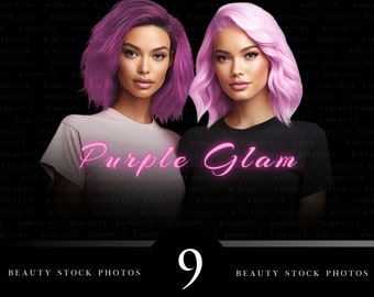 9 Beauty Stock Photos, Hair Model, Beauty, African American Stock Images, Purple Theme photos, Hair branding kit, Hair logo, Wig photos