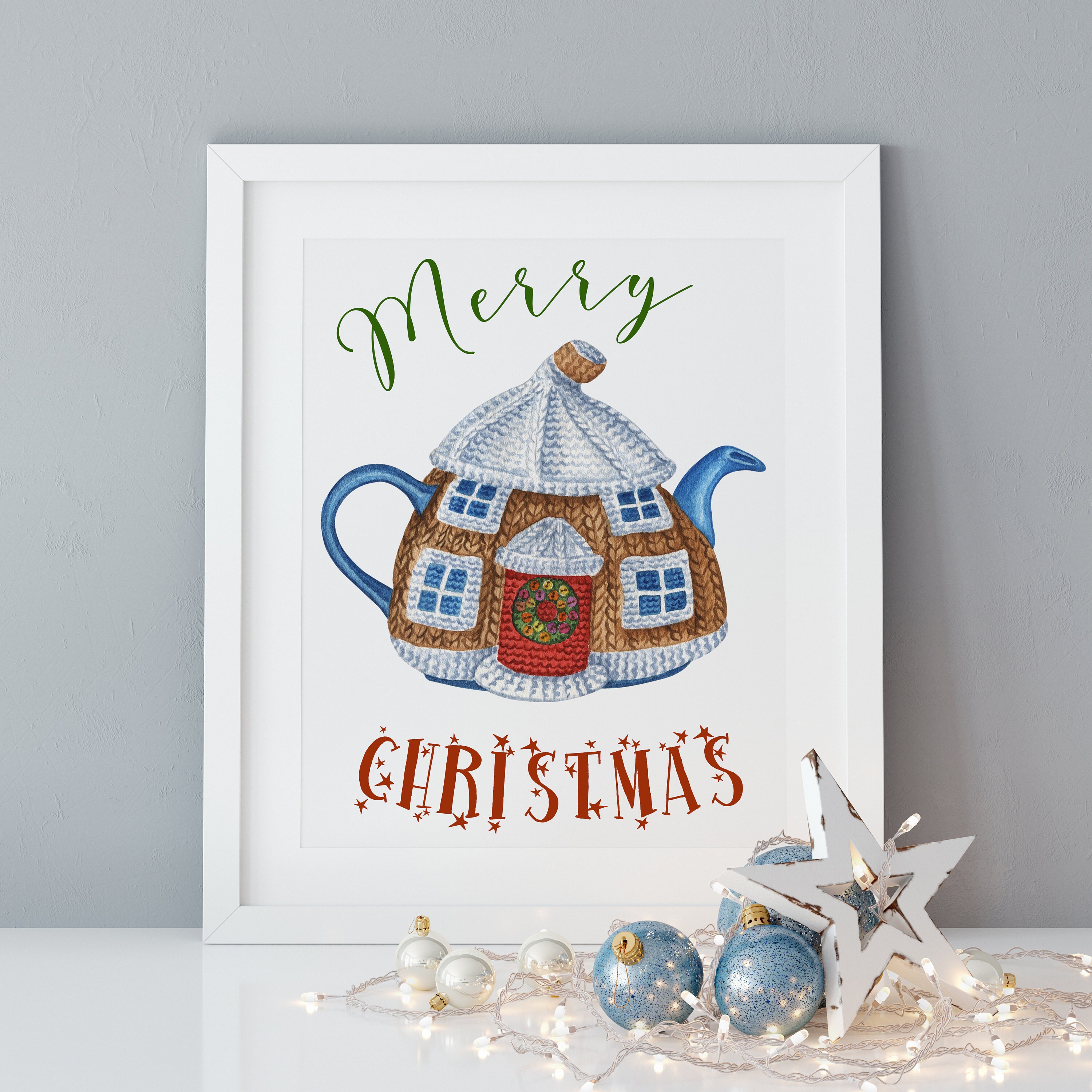 Watercolor Christmas Teapot Tea Time Clipart (2864619)