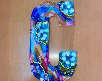 Custom Resin Geode Letter | 13″ Personalized Wall Art