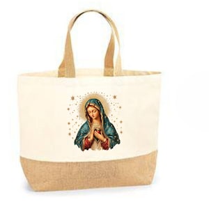 Sac "Marie – Reine du Ciel" (version turquoise) – Tote bag ou Cabas – Couleur Hosanna