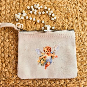 Mini Pochette zippée Chérubin -Etui chapelet - Porte carte