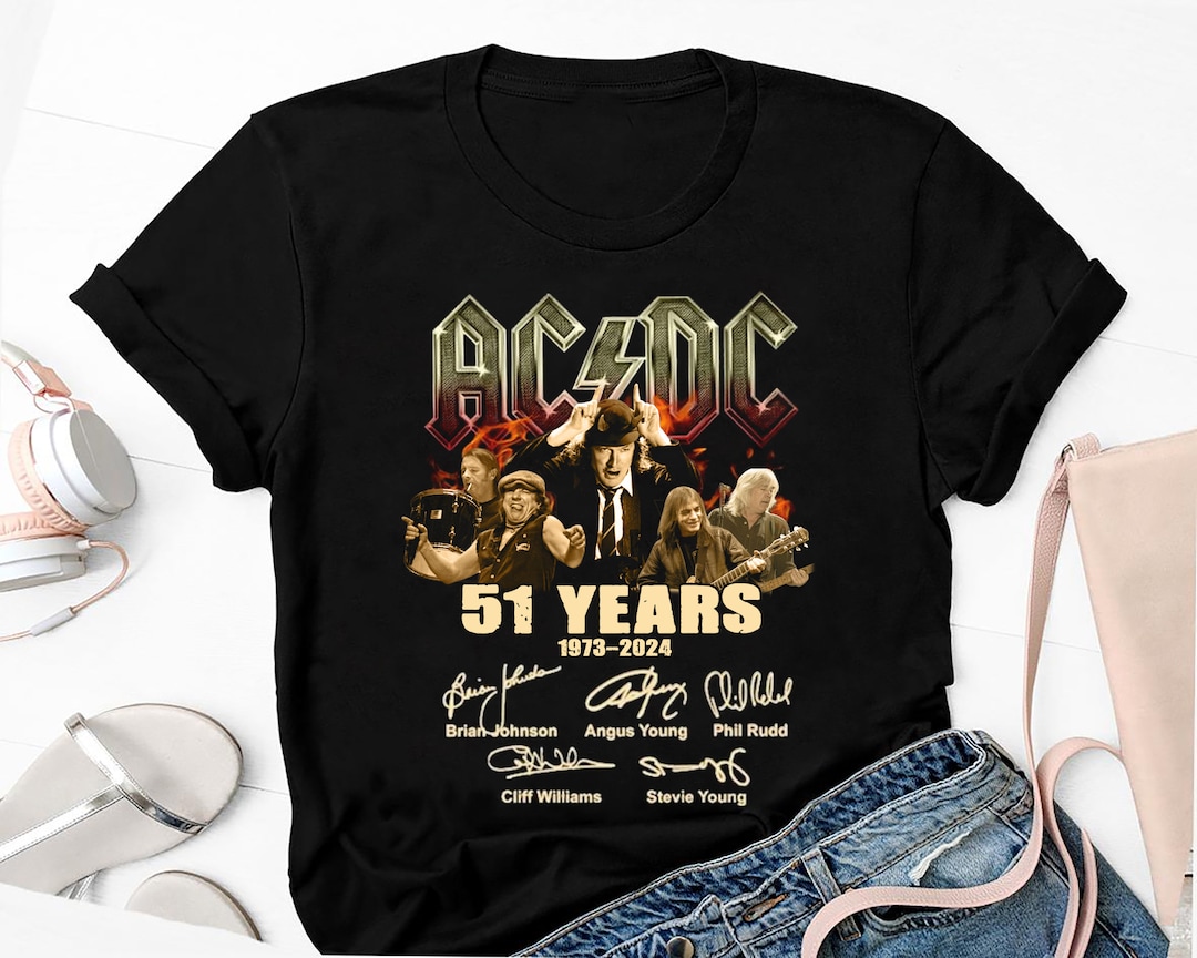 Graphic 51 Years AC/DC 1973-2024 Shirt, Tour 2024 Shirt, Signature ACDC ...