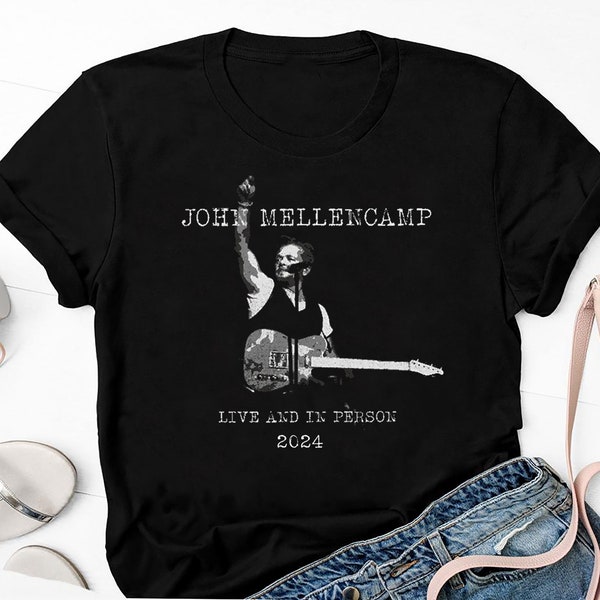 2024 John Mellencamp Tour Graphic Shirt, Live And In Person Tour 2024 Shirt, John Mellencamp 90s Vintage Tee, John Mellencamp Fan Gift Shirt